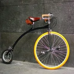 Vélo Original Vélo Vintage à Grande Roue + Selle Et Sacoche En Cuir Brun BROOKS -Promos vélo Magasin velo vintage a grande roue selle et sacoche en cuir brun brooks 4